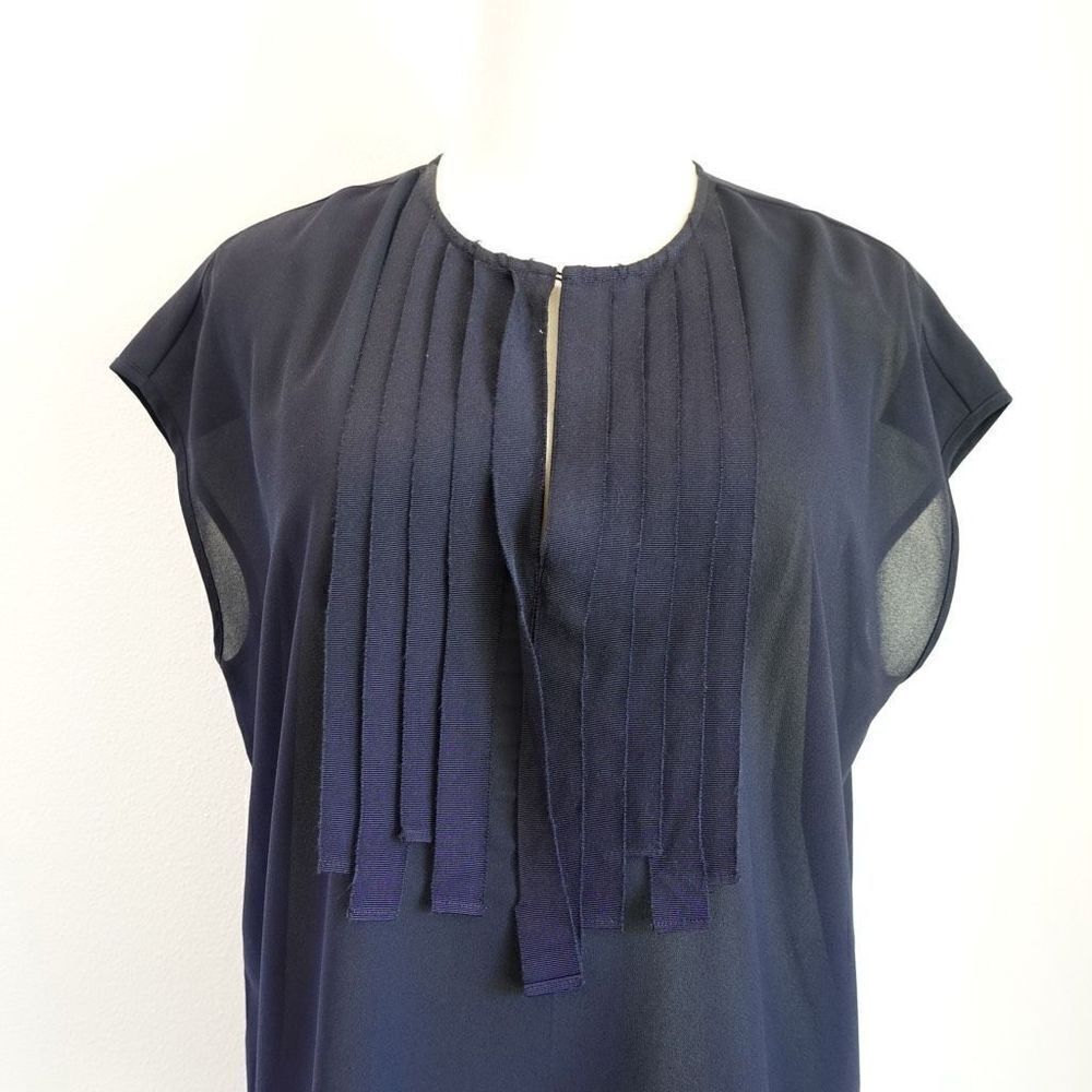 J. Crew Sheer Tank Top Navy Size 2 Neckline Detailing - Picture 2 of 10